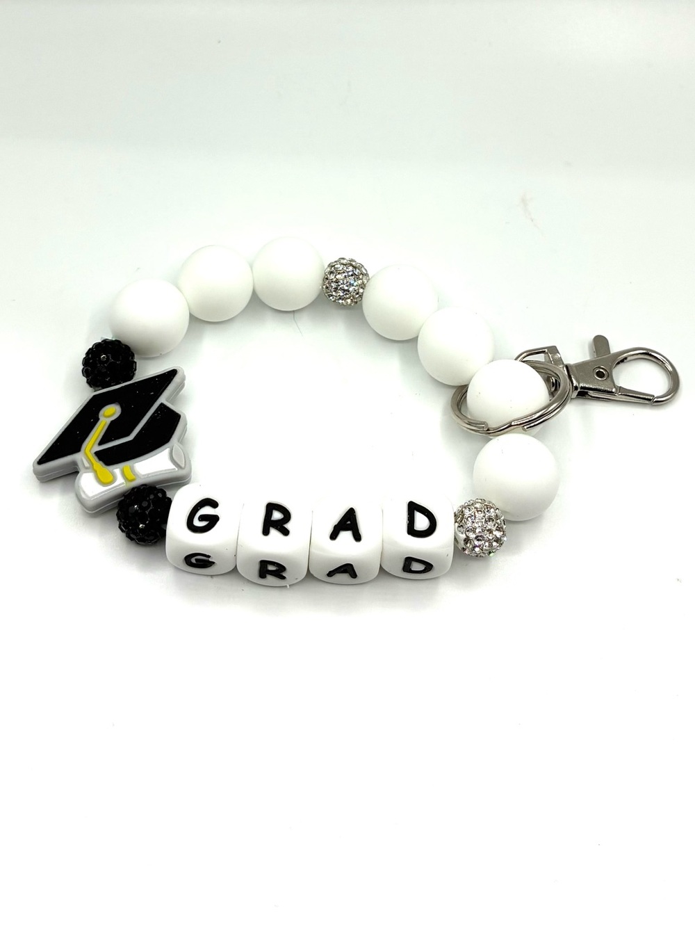 Grad Beaded Stretch Keychain Bracelet